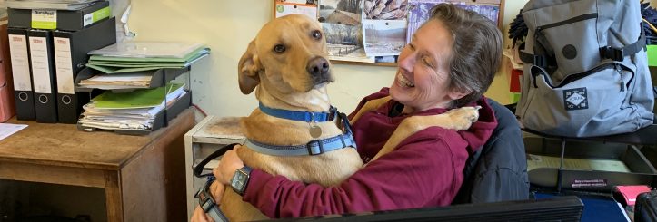 Karen the worker and Bailey the dog